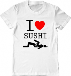 Tricou barbat Printado i love sushi Bumbac Regular fit Alb 3XL INTL 