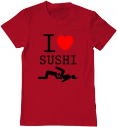 Tricou barbat Printado i love sushi Bumbac Regular fit Rosu S INTL 