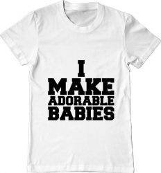 Tricou barbat Printado i make adorable babies Bumbac Regular fit Alb 3XL INTL 