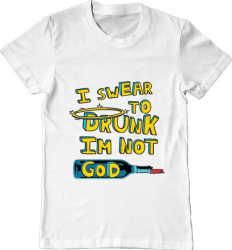 Tricou barbat Printado i swear to drunk Bumbac Regular fit Alb 3XL INTL 