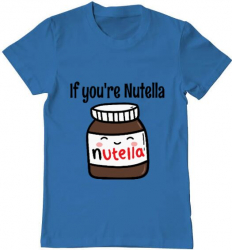 Tricou barbat Printado if you are nutella Bumbac Regular fit Albastru azuriu L INTL 