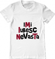 Tricou barbat Printado imi iubesc nevasta Bumbac Regular fit Alb 3XL INTL 