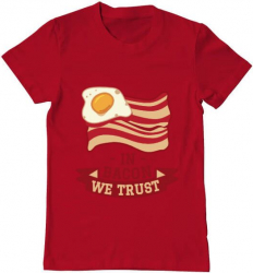 Tricou barbat Printado in bacon we trust Bumbac Regular fit Rosu 3XL INTL 