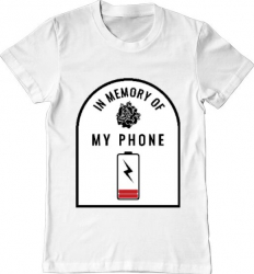 Tricou barbat Printado in memory of my phone Bumbac Regular fit Alb XL INTL 