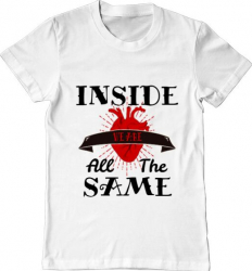Tricou barbat Printado inside were all the same Bumbac Regular fit Alb 3XL INTL 