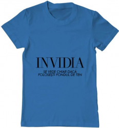 Tricou barbat Printado invidia Bumbac Regular fit Albastru azuriu M INTL 