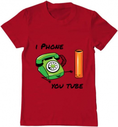 Tricou barbat Printado iphone youtube Bumbac Regular fit Rosu 3XL INTL 