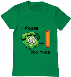 Tricou barbat Printado iphone youtube Bumbac Regular fit Verde mediu L INTL 