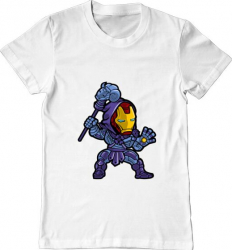 Tricou barbat Printado iron skeletor Bumbac Regular fit Alb XL INTL 