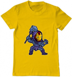 Tricou barbat Printado iron skeletor Bumbac Regular fit Galben XL INTL 