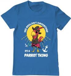 Tricou barbat Printado its a parrot thing Bumbac Regular fit Albastru azuriu L INTL 