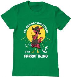 Tricou barbat Printado its a parrot thing Bumbac Regular fit Verde mediu L INTL 