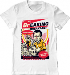 Tricou barbat Printado jesse breakfast Bumbac Regular fit Alb 3XL INTL 