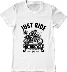 Tricou barbat Printado just ride Bumbac Regular fit Alb 3XL INTL 