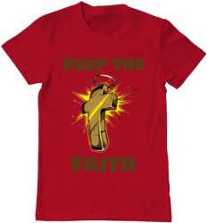 Tricou barbat Printado keep the faith Bumbac Regular fit Rosu L INTL 