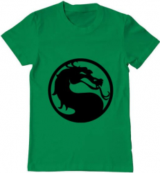 Tricou barbat Printado kombat time Bumbac Regular fit Verde mediu XL INTL 