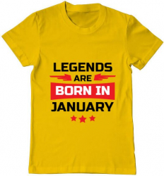 Tricou barbat Printado legends are born in january Bumbac Regular fit Galben L INTL 