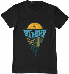 Tricou barbat Printado let the sea set you free Bumbac Regular fit Negru XL INTL 