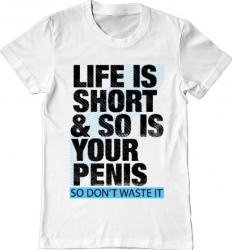 Tricou barbat Printado life is short Bumbac Regular fit Alb 3XL INTL 