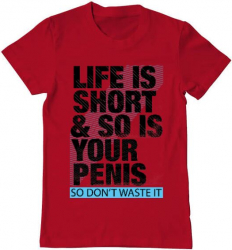 Tricou barbat Printado life is short Bumbac Regular fit Rosu 3XL INTL 
