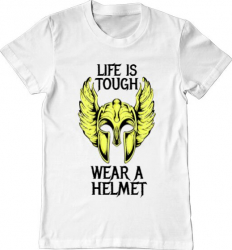 Tricou barbat Printado life is tough Bumbac Regular fit Alb M INTL 