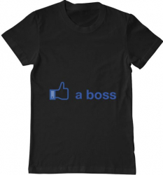 Tricou barbat Printado like a boss facebook Bumbac Regular fit Negru 3XL INTL 