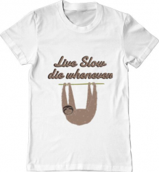 Tricou barbat Printado live slow die whenever Bumbac Regular fit Alb 3XL INTL 