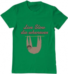 Tricou barbat Printado live slow die whenever Bumbac Regular fit Verde mediu S INTL 