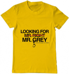 Tricou barbat Printado looking for mr grey Bumbac Regular fit Galben 3XL INTL 