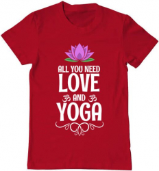 Tricou barbat Printado love and yoga Bumbac Regular fit Rosu L INTL 