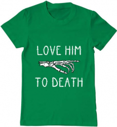Tricou barbat Printado love him to death Bumbac Regular fit Verde mediu M INTL 