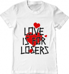 Tricou barbat Printado love is for losers Bumbac Regular fit Alb 3XL INTL 