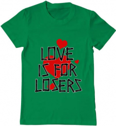 Tricou barbat Printado love is for losers Bumbac Regular fit Verde mediu 3XL INTL 