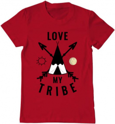 Tricou barbat Printado love my tribe Bumbac Regular fit Rosu 2XL INTL 