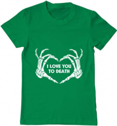 Tricou barbat Printado love you to death Bumbac Regular fit Verde mediu 3XL INTL 