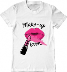 Tricou barbat Printado make up lover Bumbac Regular fit Alb 3XL INTL 