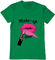 Tricou barbat Printado make up lover Bumbac Regular fit Verde mediu S INTL 