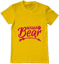 Tricou barbat Printado mama bear Bumbac Regular fit Galben S INTL 