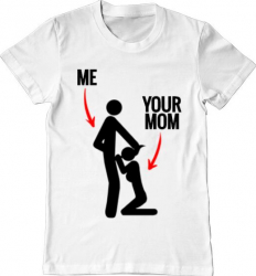 Tricou barbat Printado me your mom Bumbac Regular fit Alb S INTL 