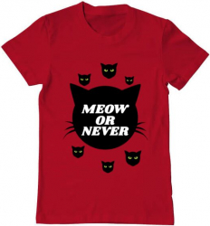 Tricou barbat Printado meow or never Bumbac Regular fit Rosu L INTL 