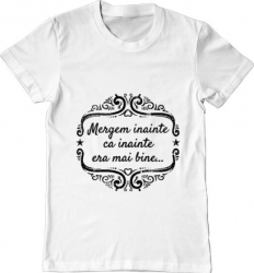 Tricou barbat Printado mergem inainte Bumbac Regular fit Alb L INTL 