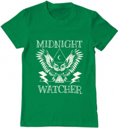 Tricou barbat Printado midnight watcher Bumbac Regular fit Verde mediu 3XL INTL 