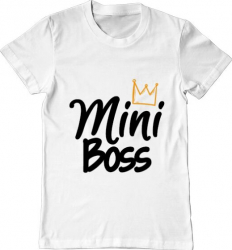 Tricou barbat Printado mini boss Bumbac Regular fit Alb L INTL 