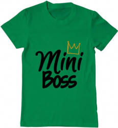 Tricou barbat Printado mini boss Bumbac Regular fit Verde mediu 3XL INTL 