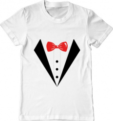 Tricou barbat Printado mire - groom suit Bumbac Regular fit Alb S INTL 