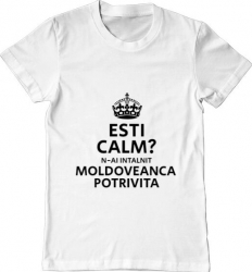 Tricou barbat Printado moldoveanca potrivita Bumbac Regular fit Alb 3XL INTL 