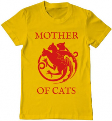 Tricou barbat Printado mother of cats Bumbac Regular fit Galben 3XL INTL 