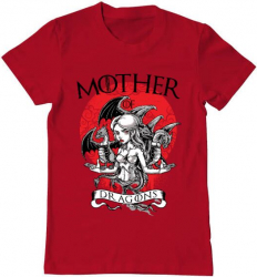 Tricou barbat Printado mother of dragons Bumbac Regular fit Rosu S INTL 