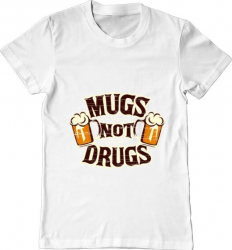 Tricou barbat Printado mugs not drugs Bumbac Regular fit Alb 3XL INTL 