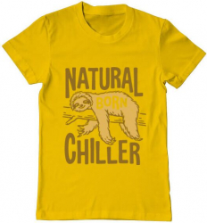 Tricou barbat Printado natural born chiller Bumbac Regular fit Galben 3XL INTL 